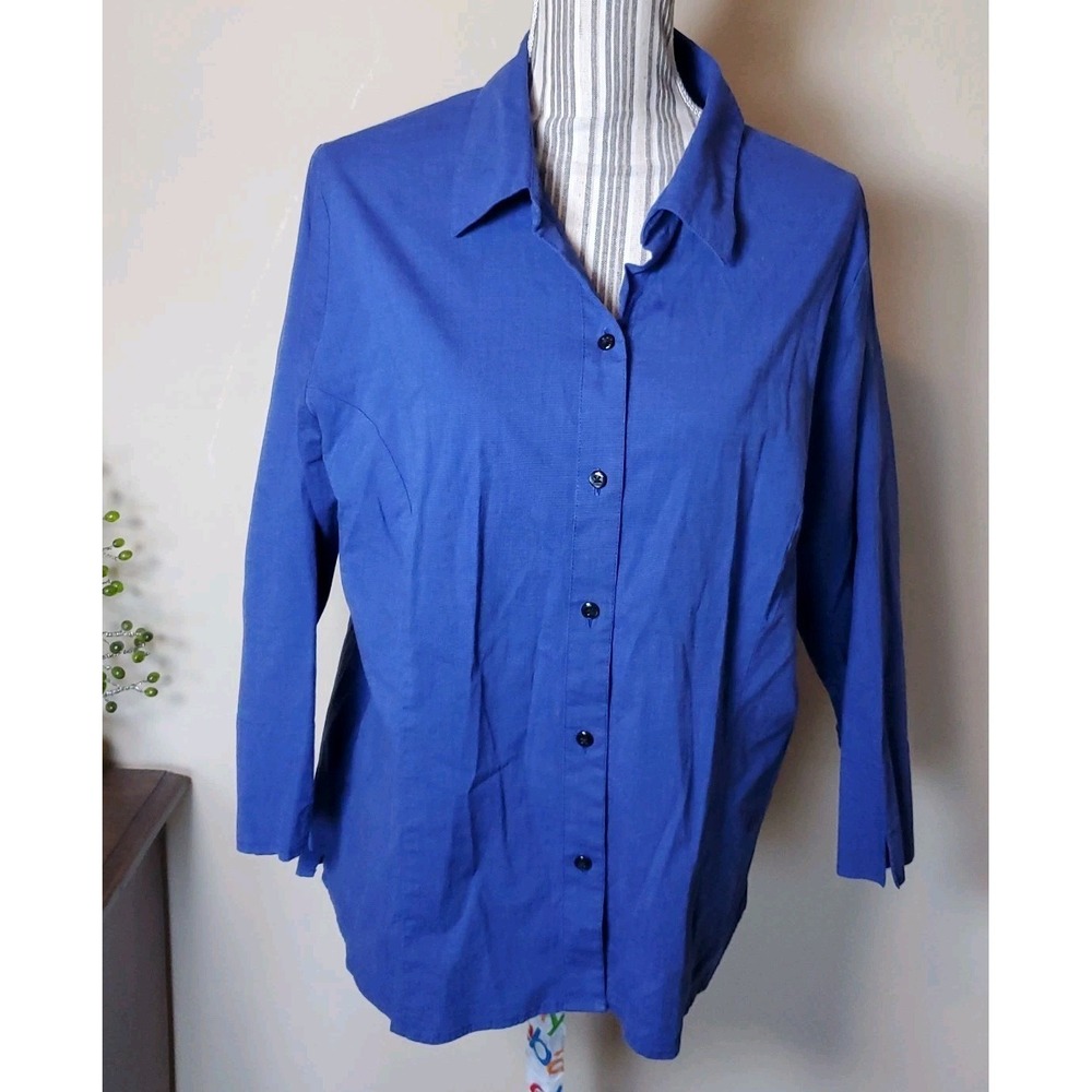 Craft and Barrow women XL‎ button top  Cotton Lagenlook Coastal Lightweight Blue